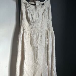 White Eyelet Halter Dress Boho Hippie Bridal Size 4